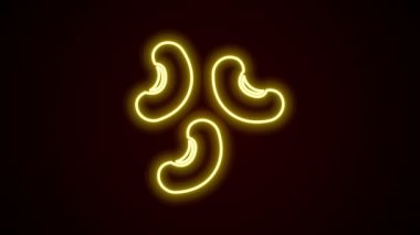 Parlayan neon hattı Beans simgesi siyah arkaplanda izole edildi. 4K Video hareketli grafik canlandırması