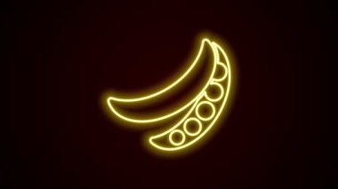 Parlayan neon hattı yeşil bezelye ikonu siyah arkaplanda izole edildi. 4K Video hareketli grafik canlandırması