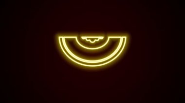Parlayan neon hattı kavun meyvesi simgesi siyah arkaplanda izole edildi. 4K Video hareketli grafik canlandırması