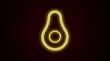 Parlayan neon hattı Avocado meyve simgesi siyah arkaplanda izole edildi. 4K Video hareketli grafik canlandırması