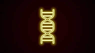Siyah arkaplanda parlayan neon çizgi DNA sembolü izole edildi. 4K Video hareketli grafik canlandırması
