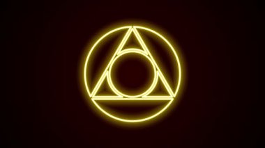 Parlayan neon çizgisi matematik ikonu siyah arkaplanda izole edildi. 4K Video hareketli grafik canlandırması