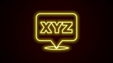 Parlayan neon hattı XYZ koordinat sistemi simgesi siyah arkaplanda izole edildi. Grafik istatistikleri için XYZ ekseni. 4K Video hareketli grafik canlandırması