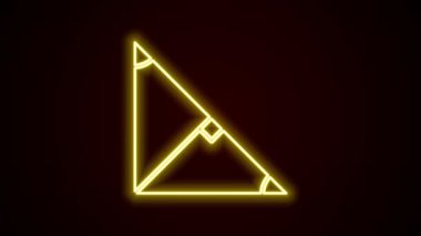 Siyah arkaplanda izole edilmiş bir üçgen simgesinin parlayan neon çizgisi açısı. 4K Video hareketli grafik canlandırması
