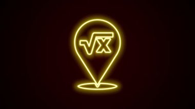 Parlayan neon çizgi kökü x sembol simgesi siyah arkaplanda izole edildi. Matematiksel ifade. 4K Video hareketli grafik canlandırması
