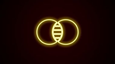 Parlayan neon hattı Matematik A ve B simgelerini siyah arkaplanda izole etti. Simetrik fark. 4K Video hareketli grafik canlandırması