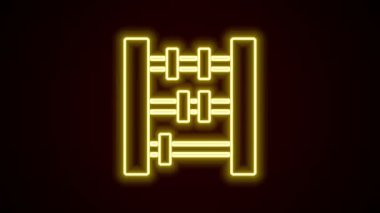 Parlayan neon hattı Abacus simgesi siyah arkaplanda izole edildi. Geleneksel sayım çerçevesi. Eğitim işareti. Matematik okulu. 4K Video hareketli grafik canlandırması