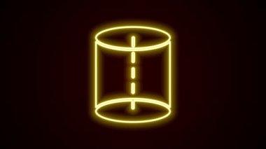 Parlayan neon çizgisi Geometrik şekil simgesi siyah arkaplanda izole edildi. Soyut şekil. Geometrik süs. 4K Video hareketli grafik canlandırması