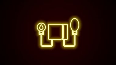 Parlayan neon hattı tansiyon ikonu siyah arkaplanda izole edildi. 4K Video hareketli grafik canlandırması