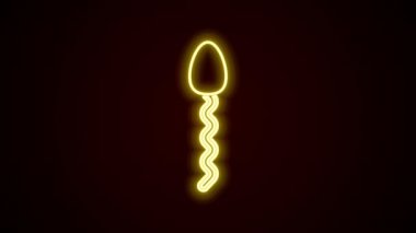 Parlayan neon hattı Sperm simgesi siyah arkaplanda izole edildi. 4K Video hareketli grafik canlandırması