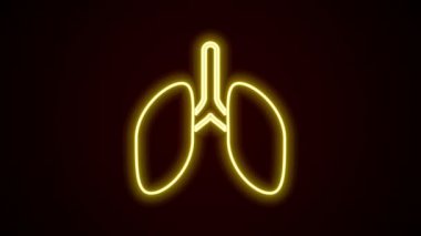 Parlayan neon hattı simgesi siyah arkaplanda izole edildi. 4K Video hareketli grafik canlandırması