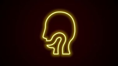 Parlayan neon çizgisi, siyah arka planda izole edilmiş boğaz ağrısı ikonu. Boğaz ağrısı. Grip, grip, grip, anjin. Sağlık ve sağlık hizmetleri. 4K Video hareketli grafik canlandırması