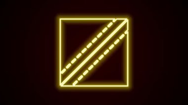 Parlayan neon hattı Tekstil kumaş rulo simgesi siyah arkaplanda izole edildi. Yuvarlan, paspas, halı, halı, halı ya da kağıt rulo ikonu. 4K Video hareketli grafik canlandırması