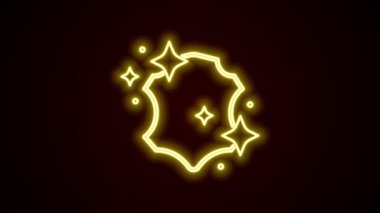 Parlayan neon çizgisi simgesi siyah arkaplanda izole edildi. 4K Video hareketli grafik canlandırması