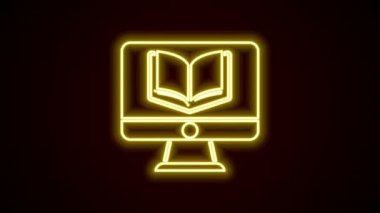 Parlayan neon hattı çevrimiçi sınıf simgesi siyah arkaplanda izole edildi. Çevrimiçi eğitim kavramı. 4K Video hareketli grafik canlandırması