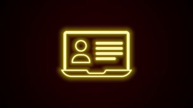 Parlayan neon hattı çevrimiçi sınıf simgesi siyah arkaplanda izole edildi. Çevrimiçi eğitim kavramı. 4K Video hareketli grafik canlandırması