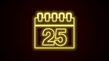 Parlayan neon çizgisi takvim simgesi siyah arkaplanda izole edildi. Olay hatırlatma sembolü. 4K Video hareketli grafik canlandırması