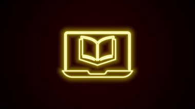 Parlayan neon hattı çevrimiçi sınıf simgesi siyah arkaplanda izole edildi. Çevrimiçi eğitim kavramı. 4K Video hareketli grafik canlandırması
