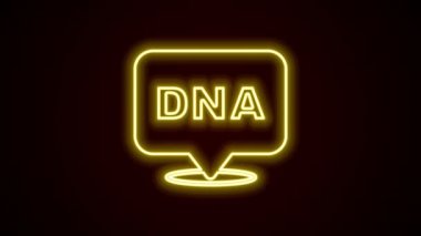 Siyah arkaplanda parlayan neon çizgi DNA sembolü izole edildi. 4K Video hareketli grafik canlandırması