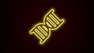 Siyah arkaplanda parlayan neon çizgi DNA sembolü izole edildi. 4K Video hareketli grafik canlandırması