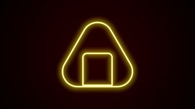 Parlayan neon hattı Sushi simgesi siyah arkaplanda izole edildi. Geleneksel Japon yemekleri. 4K Video hareketli grafik canlandırması