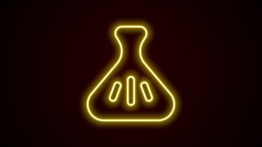 Parlayan neon hattı Dumpling simgesi siyah arkaplanda izole edildi. Geleneksel Çin yemeği. 4K Video hareketli grafik canlandırması