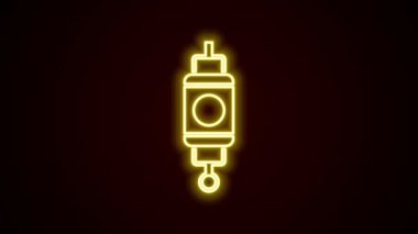 Parlayan neon hattı Çin kağıt fener ikonu siyah arka planda izole edildi. 4K Video hareketli grafik canlandırması