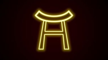 Işıldayan neon hattı Japon Kapısı simgesi siyah arka planda izole edildi. Torii kapı işareti. Geleneksel Japon klasik geçit sembolü. 4K Video hareketli grafik canlandırması