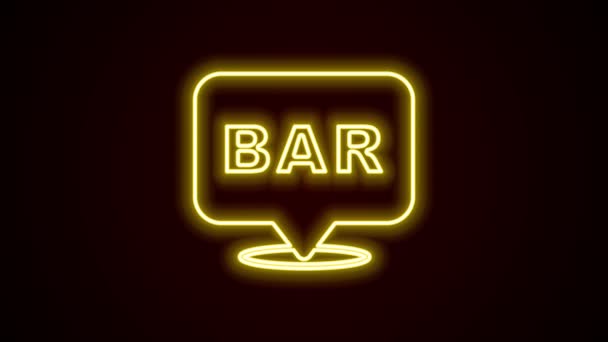 Leuchtende Leuchtschrift Alkohol- oder Bier-Bar-Standort-Symbol isoliert auf schwarzem Hintergrund. Symbol für Trinken, Kneipe, Club, Bar. 4K Video Motion Grafik Animation — Stockvideo