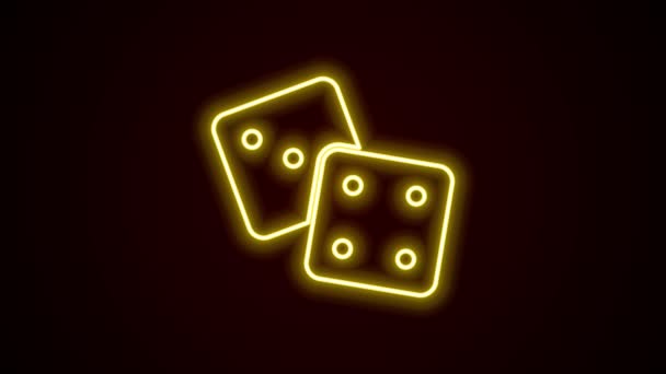 Leuchtende neonfarbene Würfelsymbole auf schwarzem Hintergrund. Casino-Glücksspiel. 4K Video Motion Grafik Animation — Stockvideo