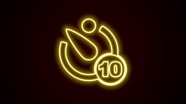 Leuchtendes Neon Line Kamera-Timer-Symbol isoliert auf schwarzem Hintergrund. Fototermine. Stoppuhr Timer 10 Sekunden. 4K Video Motion Grafik Animation — Stockvideo