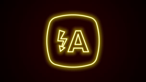 Glowing neon line Auto flash icon isolated on black background. Automatic flash. 4K Video motion graphic animation — Stock Video