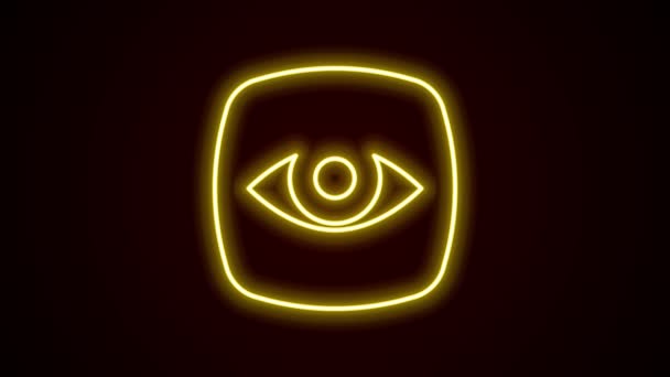 Glowing neon line Security camera icon isolated on black background. 4K Video motion graphic animation — Stock Video