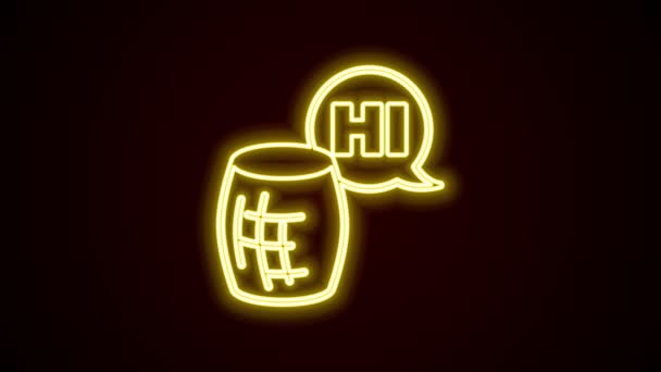 Leuchtendes Neon-Line-Symbol des Sprachassistenten isoliert auf schwarzem Hintergrund. Sprachsteuerung Benutzeroberfläche Smart Speaker. 4K Video Motion Grafik Animation — Stockvideo