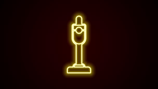 Világító neon vonal Porszívó ikon elszigetelt fekete alapon. 4K Videó mozgás grafikus animáció — Stock videók