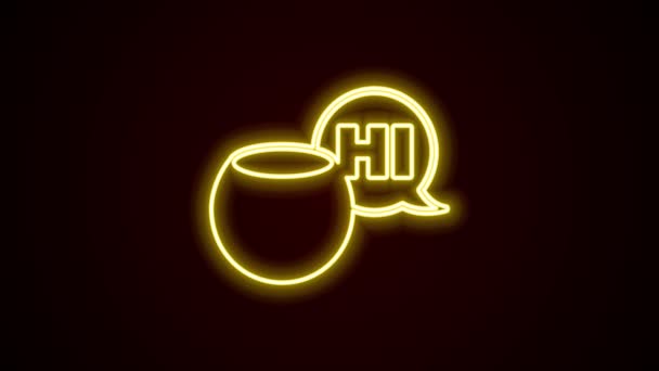 Glowing neon line Voice assistant icon isolated on black background. Voice control user interface smart speaker. 4K Video motion graphic animation — Stock Video