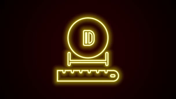 Glödande neon linje Diameter ikonen isolerad på svart bakgrund. 4K Video motion grafisk animation — Stockvideo