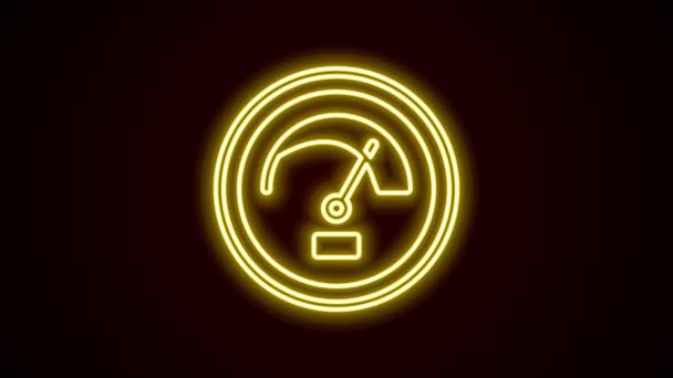 Leuchtende Leuchtschrift Tacho-Symbol isoliert auf schwarzem Hintergrund. 4K Video Motion Grafik Animation — Stockvideo