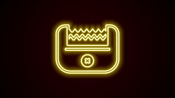 Świecące neon linii elektryczne strzyżenie włosów lub ikona golarki izolowane na czarnym tle. Symbol zakładu fryzjerskiego. 4K Animacja graficzna ruchu wideo — Wideo stockowe