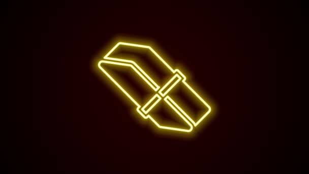 Glowing neon line Eraser or rubber icon isolated on black background. 4K Video motion graphic animation — Stock Video