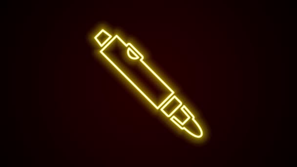 Linha de néon brilhante ícone caneta marcador isolado no fundo preto. Animação gráfica em movimento de vídeo 4K — Vídeo de Stock