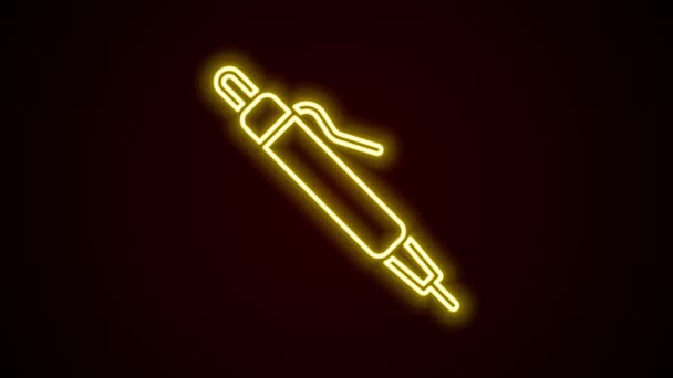 Gloeiende neon lijn Pen pictogram geïsoleerd op zwarte achtergrond. 4K Video motion grafische animatie — Stockvideo