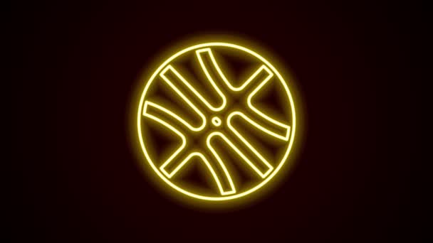 Leuchtende Leuchtschrift Basketballsymbol isoliert auf schwarzem Hintergrund. Sport-Symbol. 4K Video Motion Grafik Animation — Stockvideo