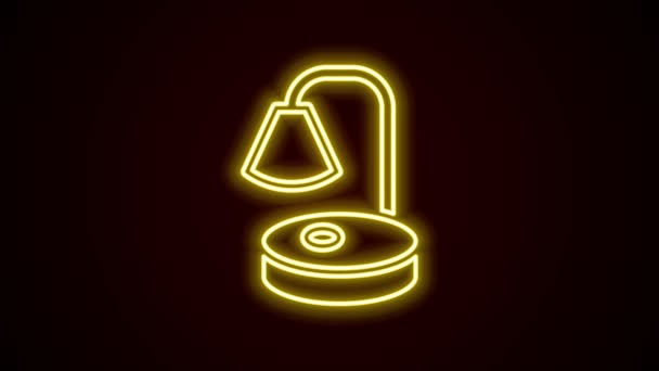 Gloeiende neon lijn Tafellamp pictogram geïsoleerd op zwarte achtergrond. Bureaulamp. 4K Video motion grafische animatie — Stockvideo