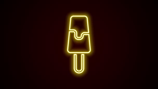 Gloeiende neon lijn Ijs pictogram geïsoleerd op zwarte achtergrond. Lief symbool. 4K Video motion grafische animatie — Stockvideo