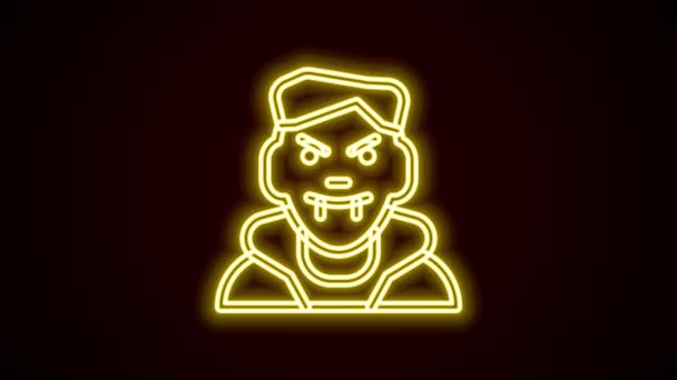 Ragyogó neon vonal Vámpír ikon elszigetelt fekete háttérrel. Boldog Halloween partit! 4K Videó mozgás grafikus animáció — Stock videók