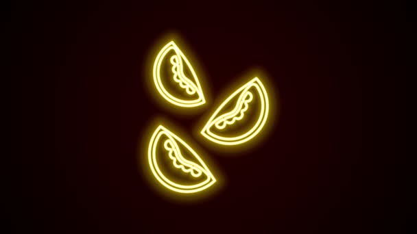 Icona luminosa al neon linea pomodoro isolata su sfondo nero. Animazione grafica 4K Video motion — Video Stock