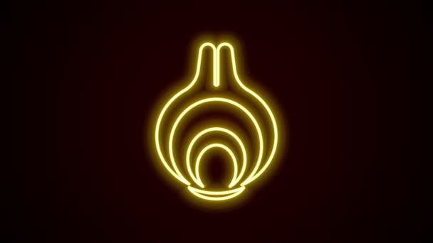 Leuchtendes Neon Line Onion Symbol isoliert auf schwarzem Hintergrund. 4K Video Motion Grafik Animation — Stockvideo