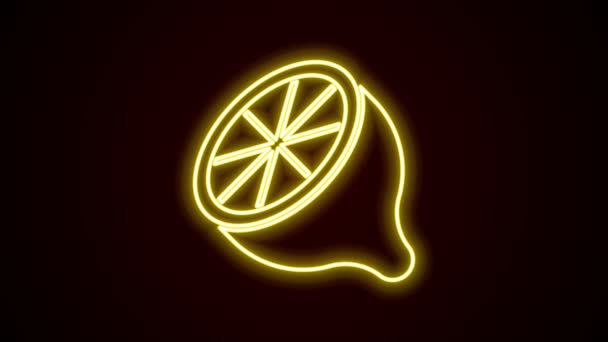 Glowing neon line Lemon icon isolated on black background. 4K Video motion graphic animation — Stock Video