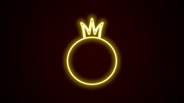 Светящийся неоновая линия Помидор значок изолирован на черном фоне. Видеографическая анимация 4K — стоковое видео